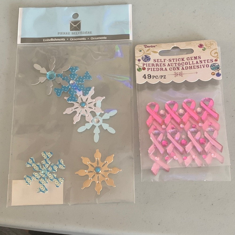 Pierre Belvedere Snowflake Ornaments with Pink Ribbon Stickers